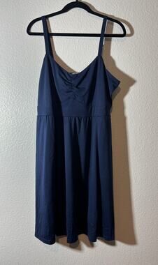 Pinup Fashion NWT Women's Size 16W Blue Ruched Bodice Sleeveless Midi Dress